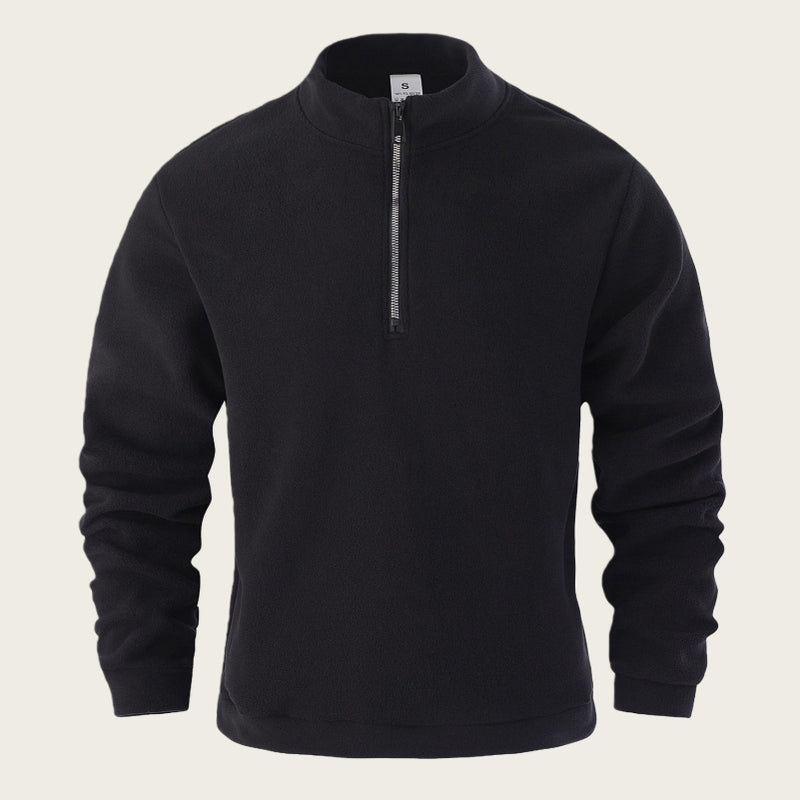 Men's Casual Pullover Jacquard Fleece Stand-up Collar Sweatshirt