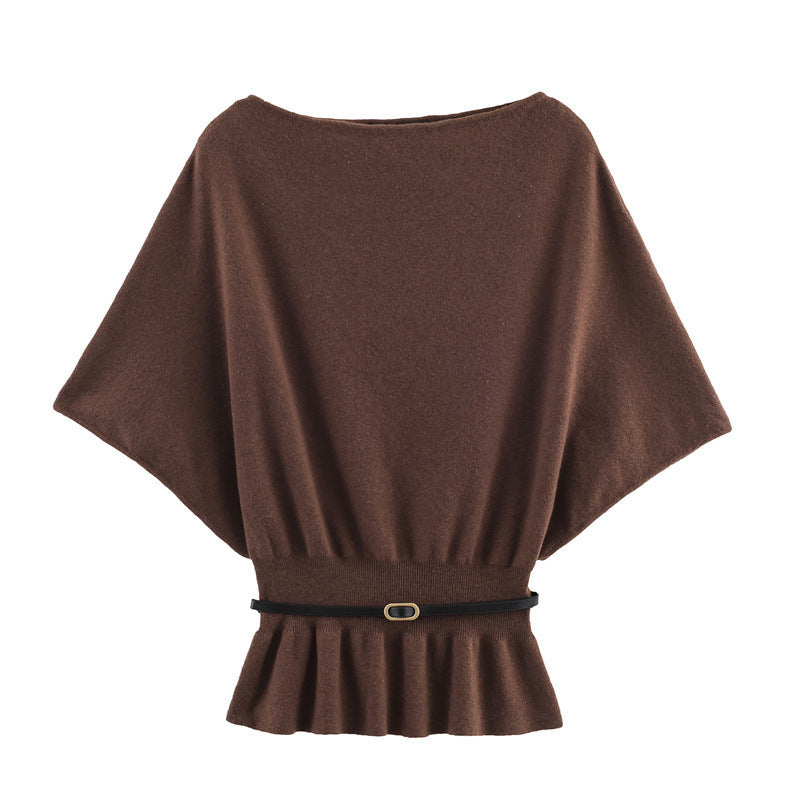 European And American Style Layered Decorative Knitted Sweater Belt Top