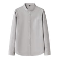 Men's Stand Collar Long Sleeve Slim Fit Solid Color Pocket Shirt