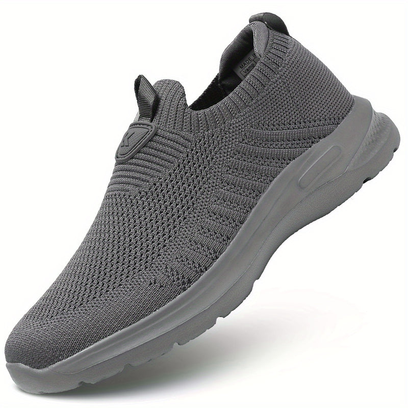 Men's Stylish Slip On Comfy Running Shoes: Breathable & Durable Non-Slip Shock Absorption Sneakers For Jogging, Walking & Hiking!
