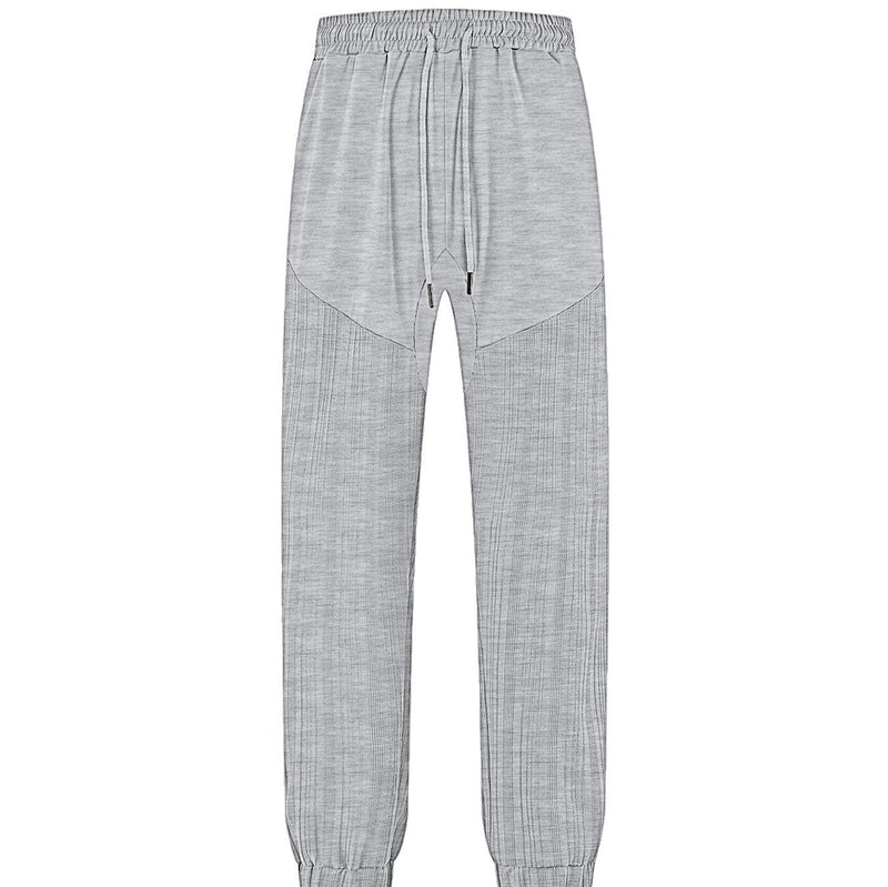 Simple Loose Thin Linen-style Sporty Drawstring Patchwork Men's Sweatpants