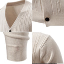 Men's Casual Knit Fashion Cable Loose V-Neck Cardigan Sweater Coat