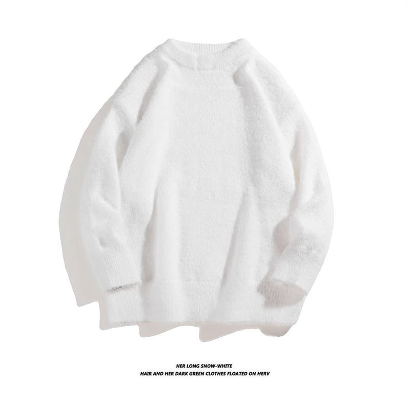 Autumn Solid Color Faux Mink Knit Sweater