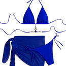 Conjunto Biquíni Azul com Saída de Praia e Detalhe Decorativo