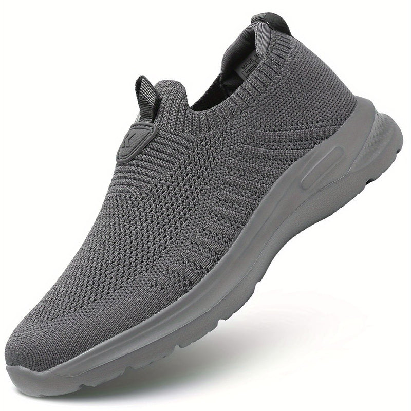 Men's Stylish Slip On Comfy Running Shoes: Breathable & Durable Non-Slip Shock Absorption Sneakers For Jogging, Walking & Hiking!