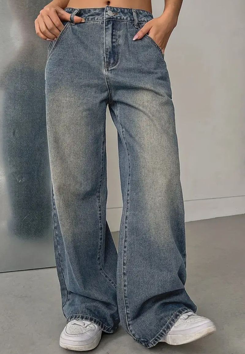 European And American Women's Washed Vintage Denim Pants
