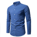 Men's Solid Color Stand-up Collar Cardigan Casual Cotton Long-sleeve Shirt