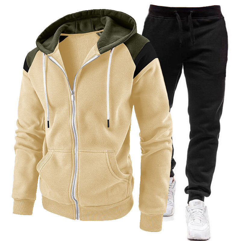 Men's Fashion Zip-up Hoodie Sweatshirt Set