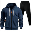 Men's Sports Hoodie Zip-up Multi-pocket Casual Hoodie Set