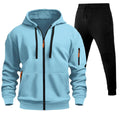 Men's Sports Hoodie Zip-up Multi-pocket Casual Hoodie Set
