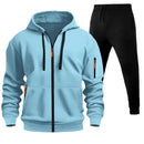 Men's Sports Hoodie Zip-up Multi-pocket Casual Hoodie Set