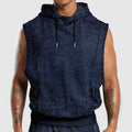 Men's Fashion Distressed All-over Printed Floral Sleeveless Hooded Top