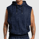 Men's Fashion Distressed All-over Printed Floral Sleeveless Hooded Top