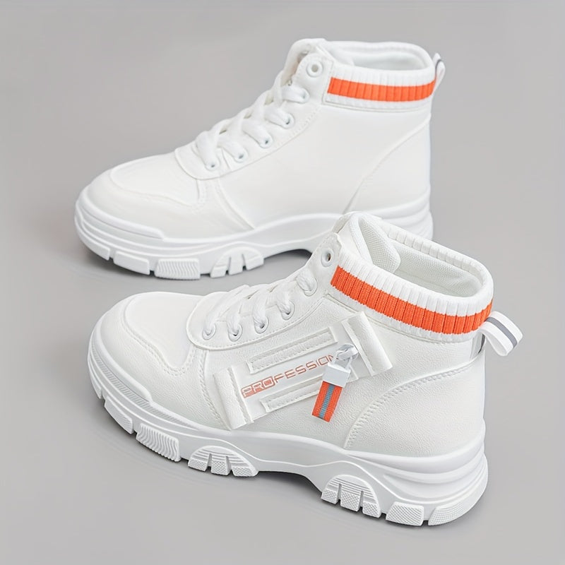 Women's Colorblock Casual Sneakers, High-top Round Toe Round Toe Thick Sole Non-slip Shoes, Versatile Comfy Shoes