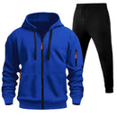 Men's Sports Hoodie Zip-up Multi-pocket Casual Hoodie Set