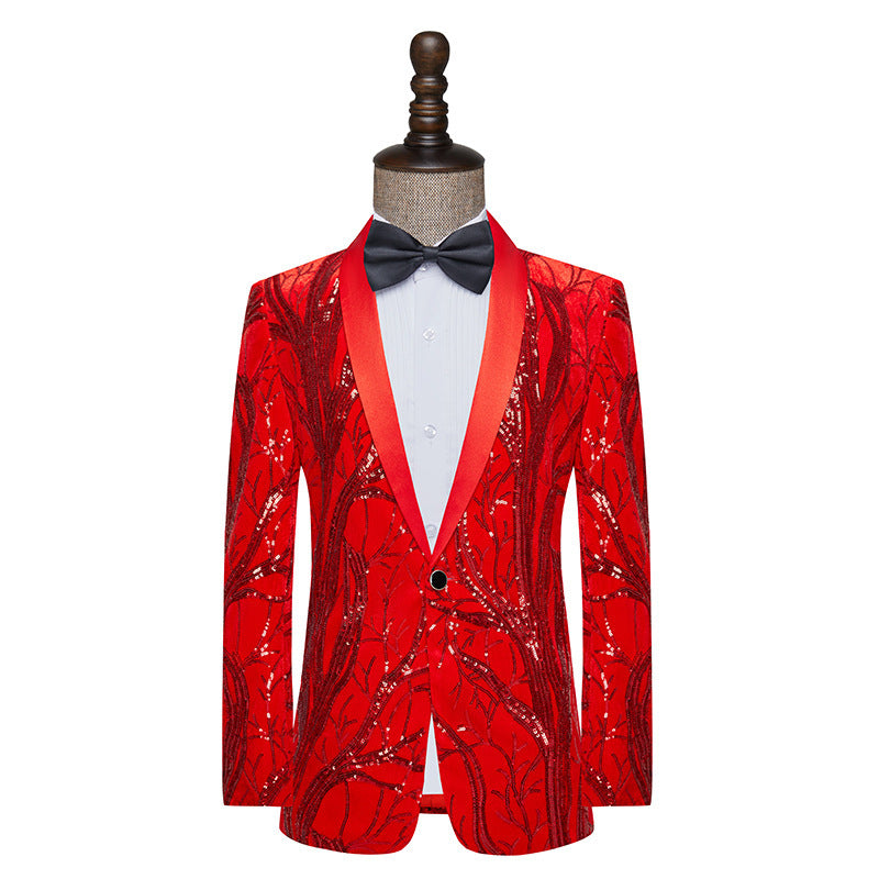Sequins Performance Costume Men's Suit Versatile Jacket
