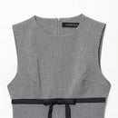 Female Casual Versatile Bow-trimmed Satin Short Dress