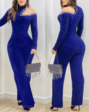 Women's Hollow-out Rhinestone Slim Jumpsuit