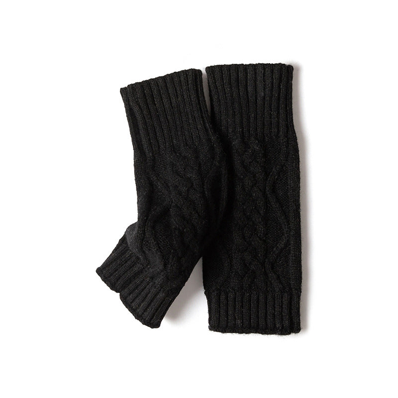 Solid Color Knitted Cashmere Fingerless Gloves