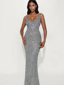 Women's Slim Shoulder Strap Sequin Bodycon Dress