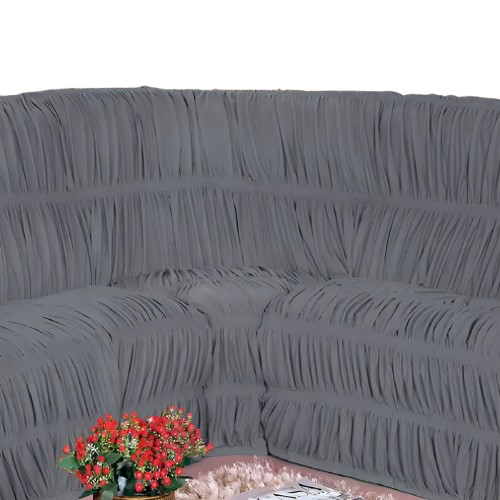 Capa Para Sofá De Canto Elásticada 5 Lugares Malha Gel Cor Cinza