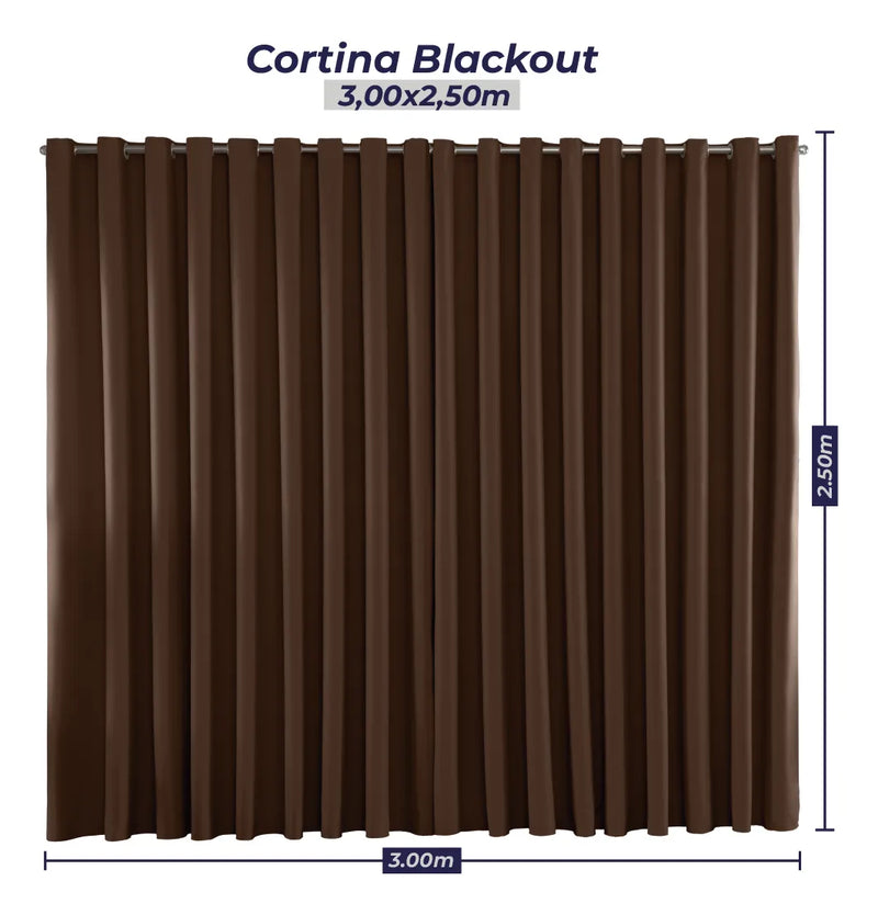 Cortina Blackout Em Tecido Grosso Tamanho 3 x 2.5m  Cor Marróm
