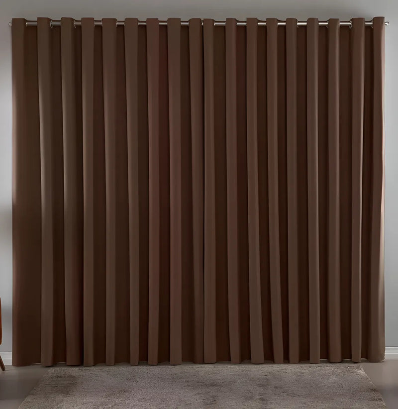 Cortina Blackout Em Tecido Grosso Tamanho 3 x 2.5m  Cor Marróm