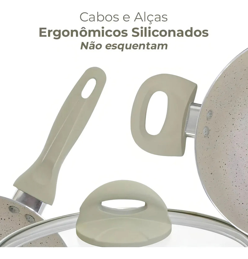 Jogo de Panelas Antiaderente Cerâmica Ibiza 8 Peças Casambiente