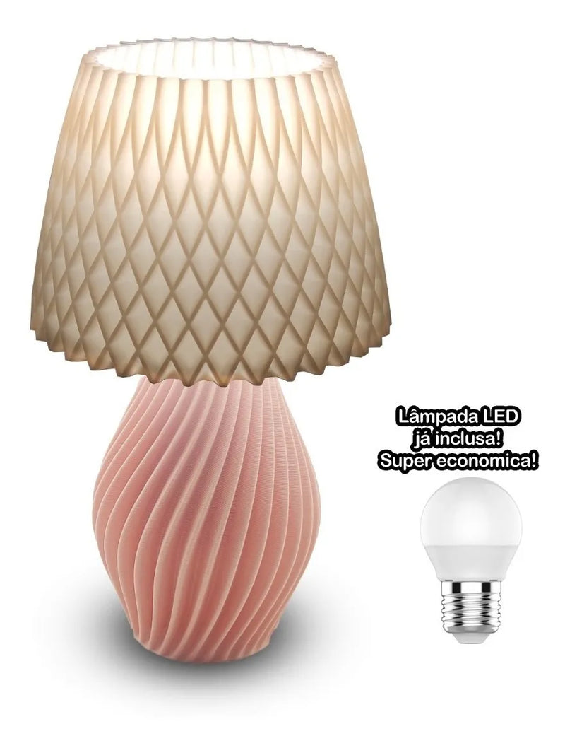 Abajur Luminária De Mesa Sala Quarto Moderno Com Lâmpada