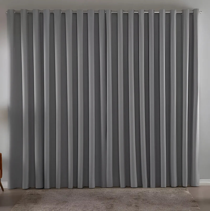 Cortina Blackout Liso 4 Metros X2,80m Blecaute Bloqueia 100% Cor Cinza