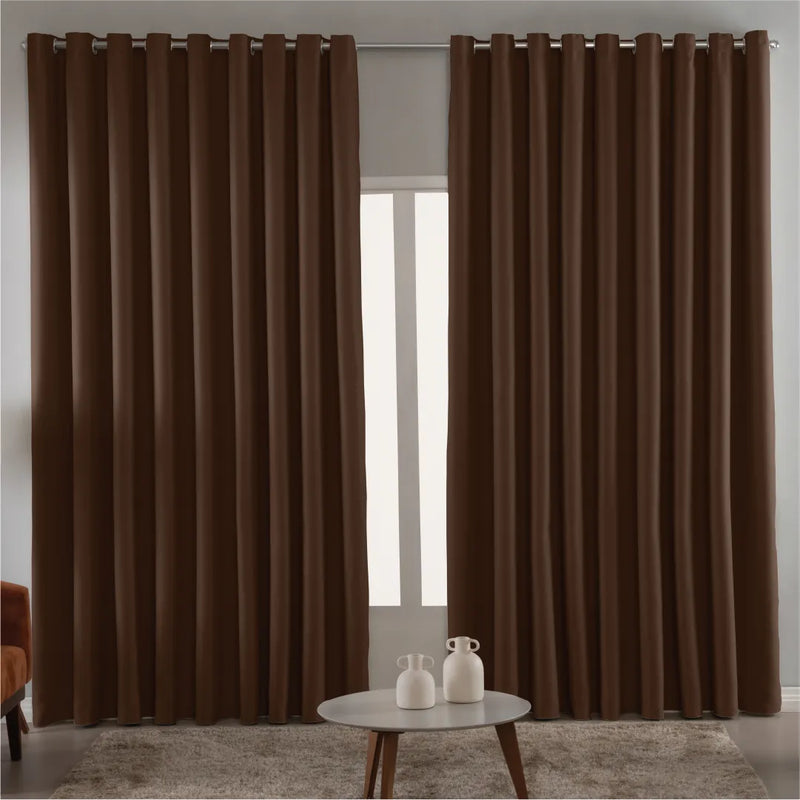 Cortina Blackout Em Tecido Grosso Tamanho 3 x 2.5m  Cor Marróm