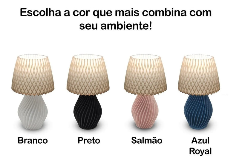 Abajur Luminária De Mesa Sala Quarto Moderno Com Lâmpada