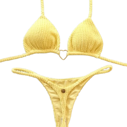 Biquíni Feminino de Crochê Amarelo - Modelo Confortável com Ajuste e Acabamento Sofisticado