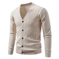 Men's Casual Knit Fashion Cable Loose V-Neck Cardigan Sweater Coat