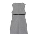 Female Casual Versatile Bow-trimmed Satin Short Dress