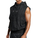 Men's Fashion Distressed All-over Printed Floral Sleeveless Hooded Top