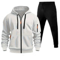 Men's Sports Hoodie Zip-up Multi-pocket Casual Hoodie Set