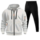 Men's Sports Hoodie Zip-up Multi-pocket Casual Hoodie Set