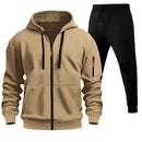Men's Sports Hoodie Zip-up Multi-pocket Casual Hoodie Set
