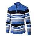 Casual Men's Long-sleeve Half-turtleneck Zip-up Versatile Striped Sweater