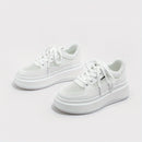 Women's Breathable Mesh Sneakers, Solid Lace Up Platform Skate Shoes, Thick Soled Platform Casual Sneakers