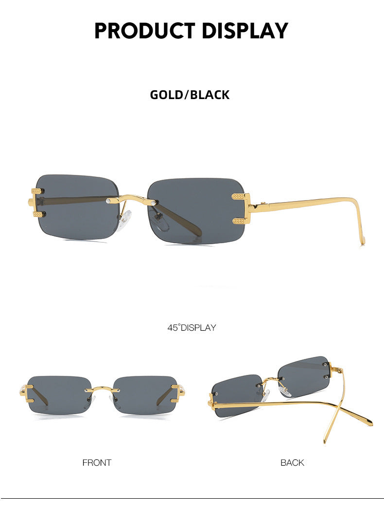 Retro Square Sunglasses Fashion Frameless Trendy Sunglasses
