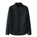 Men's Stand Collar Long Sleeve Slim Fit Solid Color Pocket Shirt