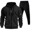 Men's Sports Hoodie Zip-up Multi-pocket Casual Hoodie Set