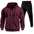 Men's Sports Hoodie Zip-up Multi-pocket Casual Hoodie Set