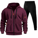 Men's Sports Hoodie Zip-up Multi-pocket Casual Hoodie Set