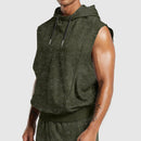 Men's Fashion Distressed All-over Printed Floral Sleeveless Hooded Top