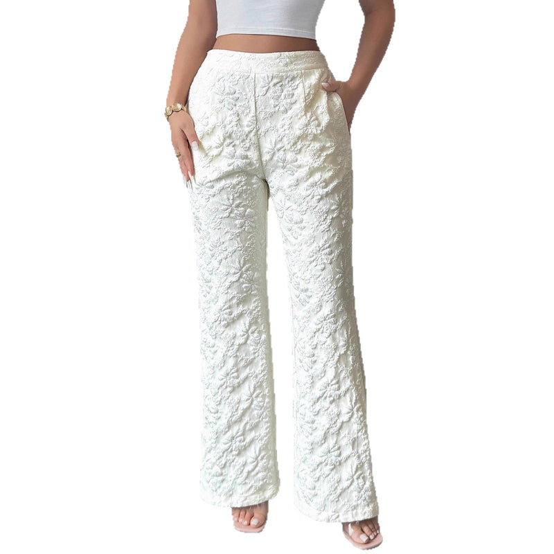 Women's Fashion Mid-waist Casual Floral Pants