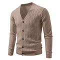 Men's Casual Knit Fashion Cable Loose V-Neck Cardigan Sweater Coat