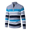 Casual Men's Long-sleeve Half-turtleneck Zip-up Versatile Striped Sweater